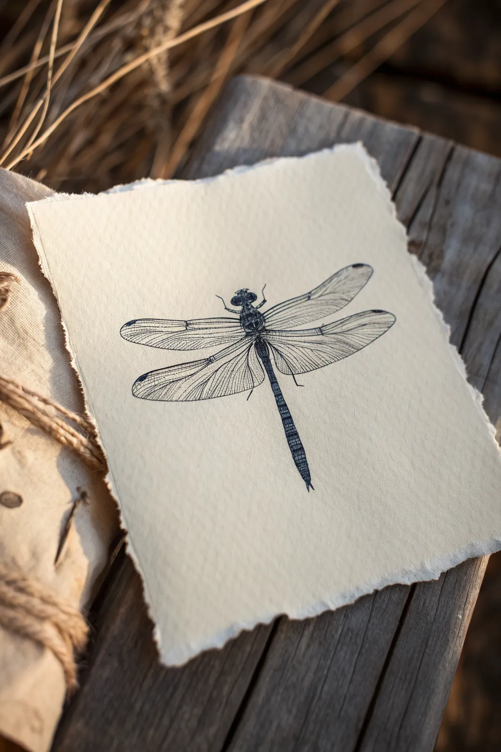 Minimal dragonfly ink art with flowing wing drips for a dreamy, modern Scandinavian look
