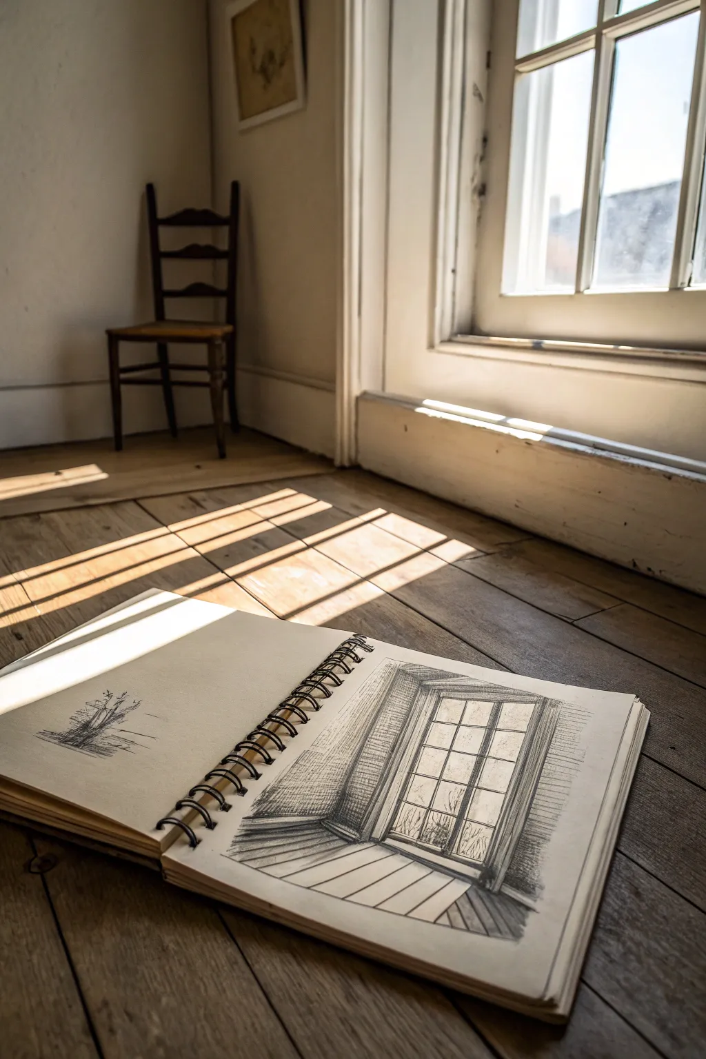 Interior perspective practice: clean linear lines and soft window light shadows for pro-level depth.