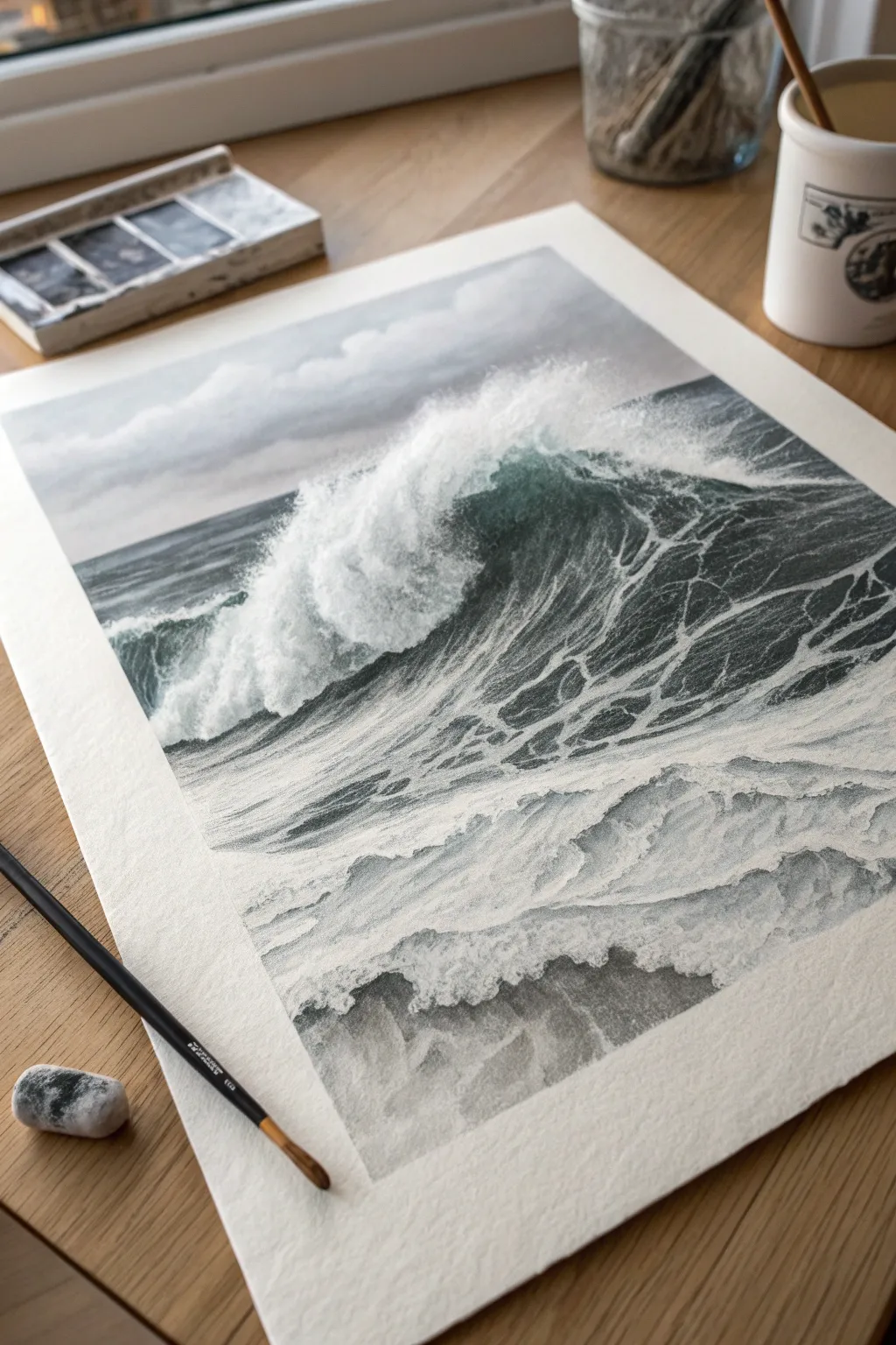 Capture the dynamic power and fluid motion of crashing waves in your next sketch.