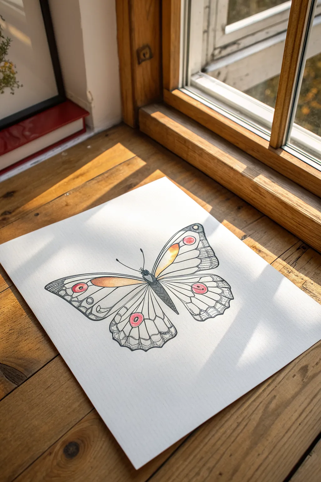 Butterfly wing symmetry practice with stained glass color fills for easy drawing to paint ideas