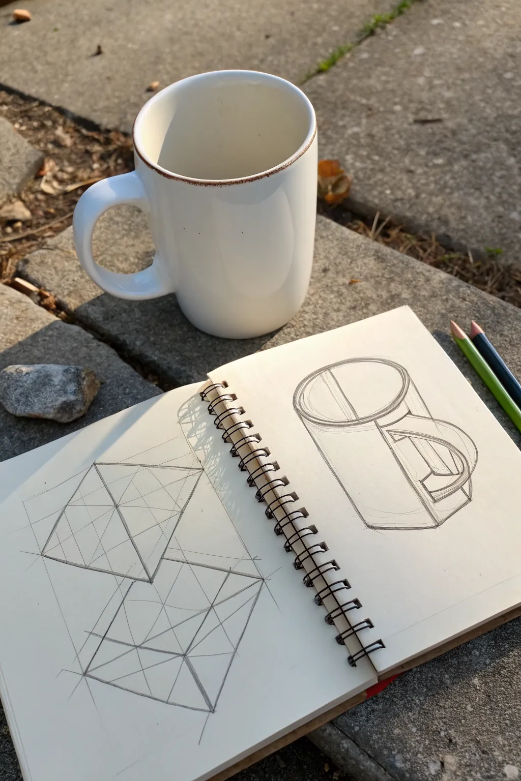 Learn to sketch a mug by building it from simple cylinders, then refining into a clean finished drawing.