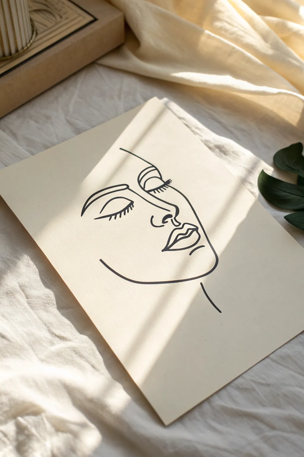 Simple continuous one-line face profile outline—minimalist, bold, and easy to recreate.