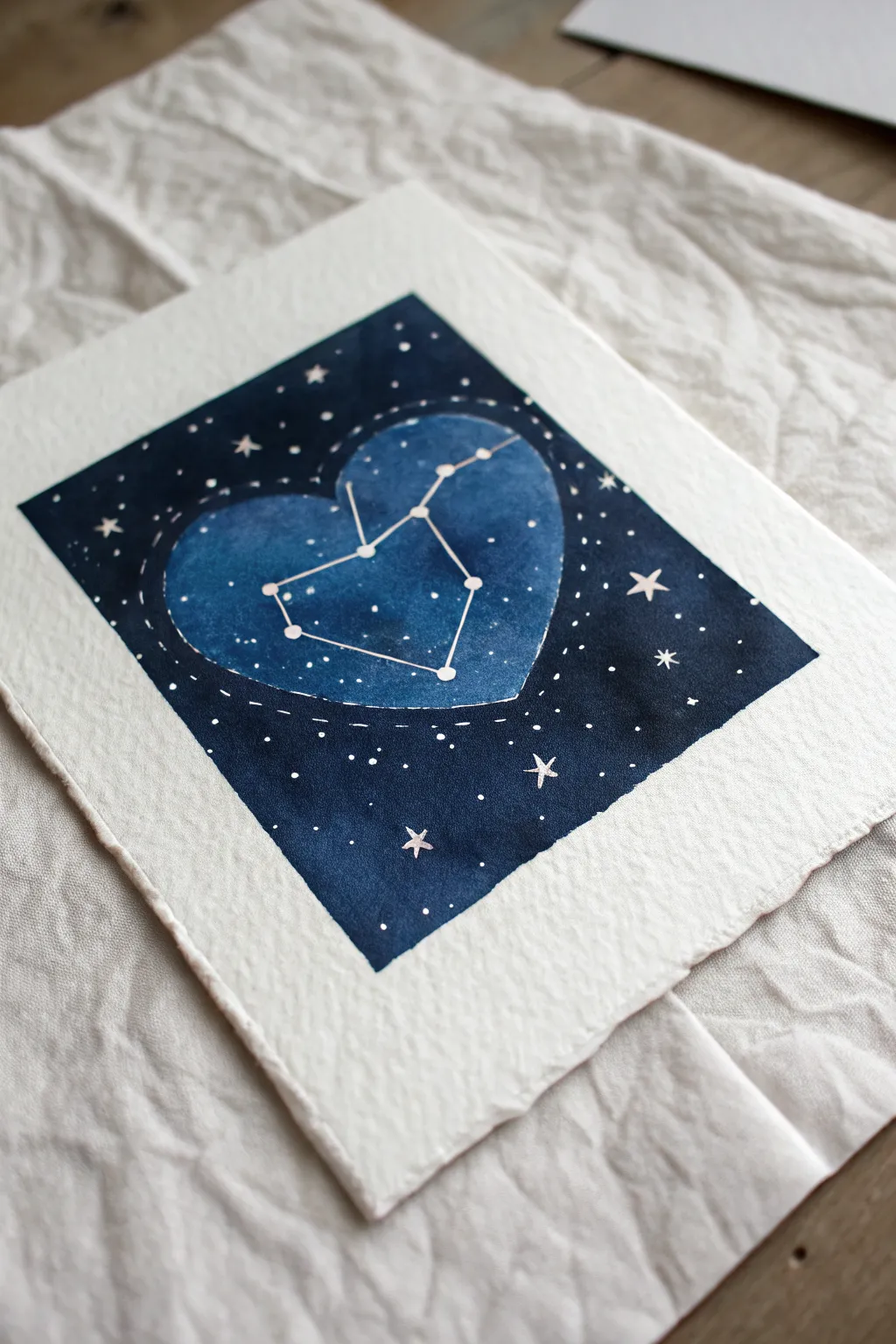 A minimalist heart constellation painting idea to capture the feeling of your anniversary night