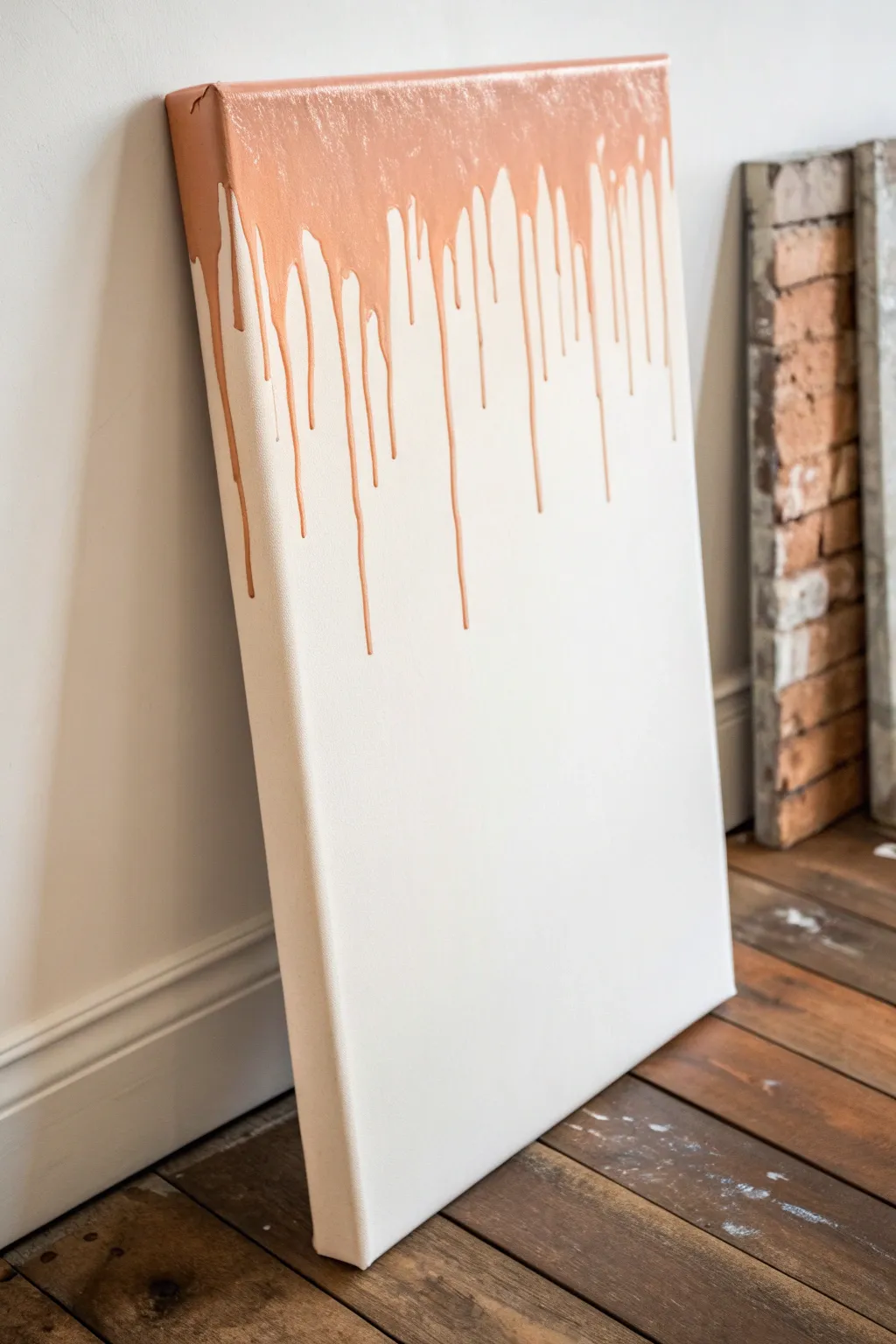 Drip-and-tilt ombre canvas in warm boho tones, an easy painting idea with flowing movement.