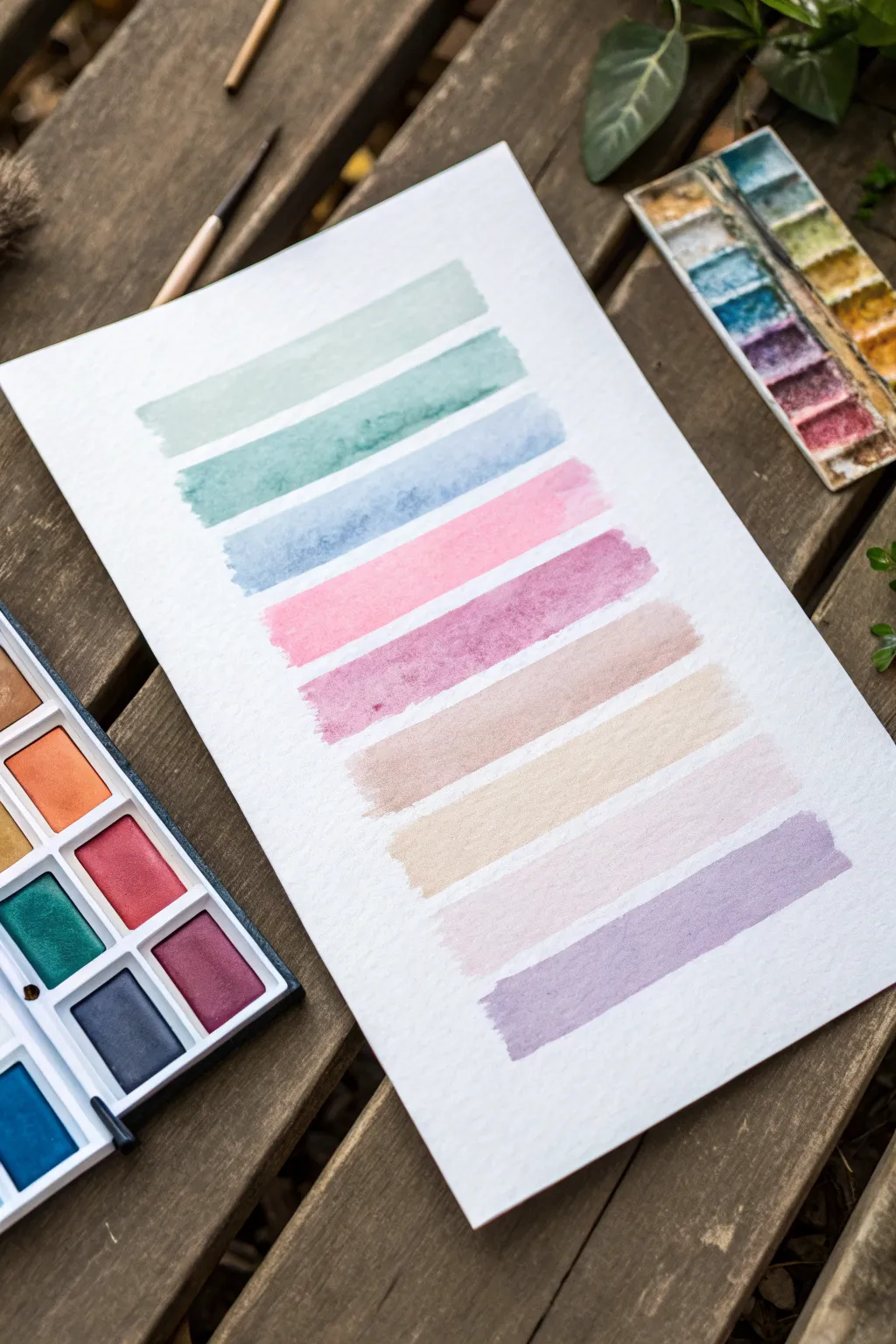 Soothing memory palette painting: simple color bands on paper for calm, guided creativity