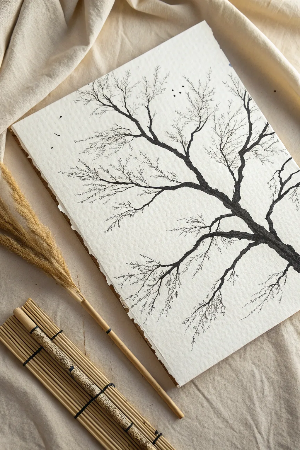 Create organic winter branches effortlessly with this relaxing breath-work painting technique.
