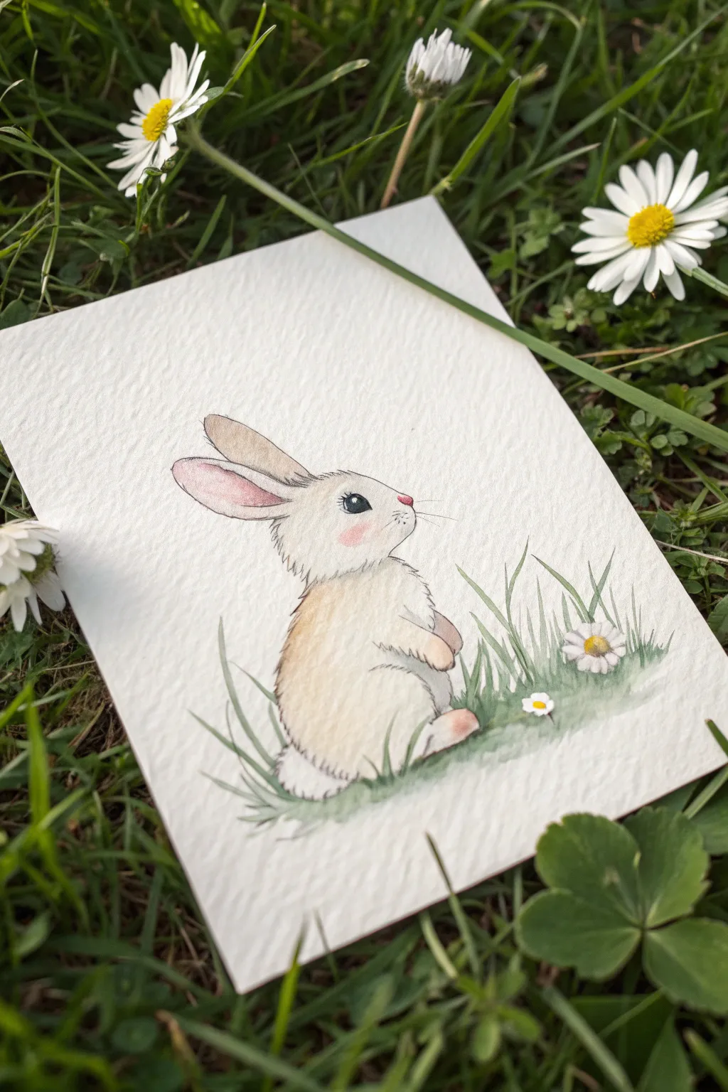 Simple spring bunny painting idea in minimal Scandinavian style, perfect for beginners.