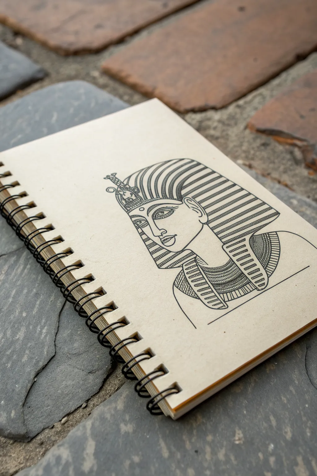 Nemes headdress stripe practice sheet with bold bands, line weight tests, and a tiny cobra detail