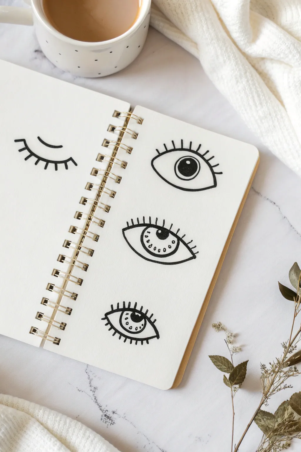 Simple cartoon eyes with big highlights, three variations to spark your next cute character sketch