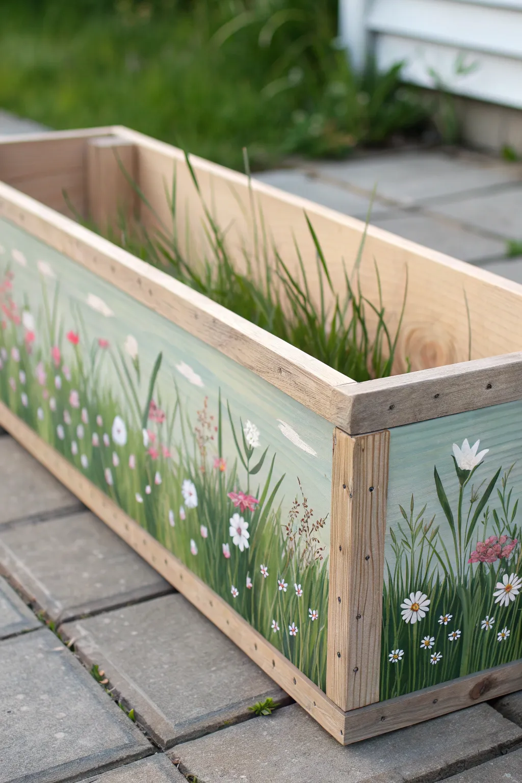 Paint a mini meadow mural on your flower box for a sweet, simple Scandinavian boho look