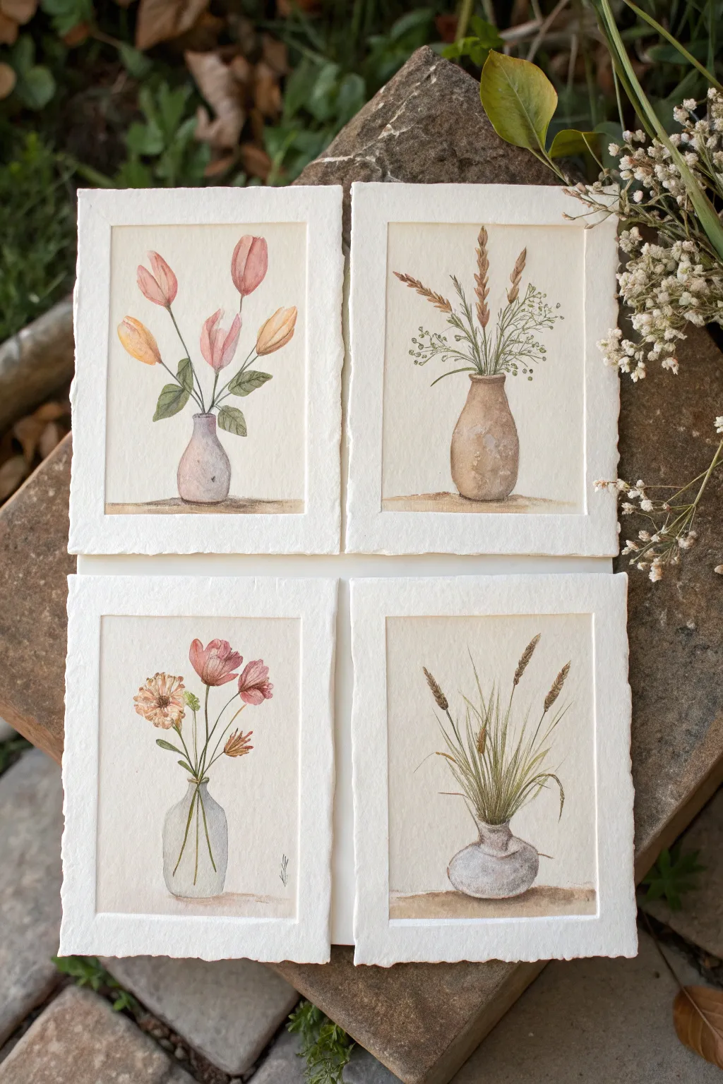 One vase, four seasons: swap the bouquet and paint a cozy year-round still life.