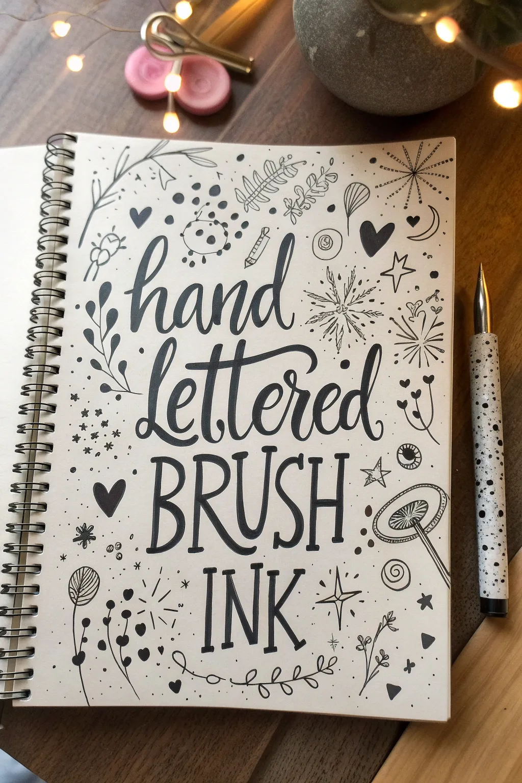 Center a bold word, then let playful chaos doodles fill every corner for a full-page spread.