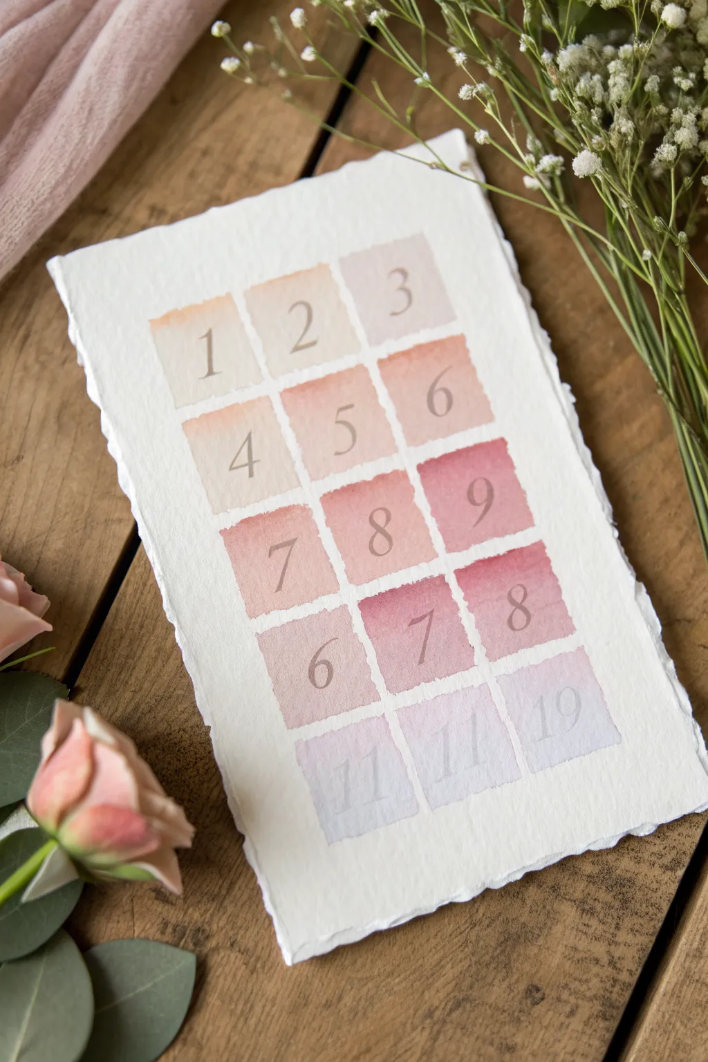 Minimal watercolor wash countdown card shifting to pink or blue, perfect for a soft gender reveal.