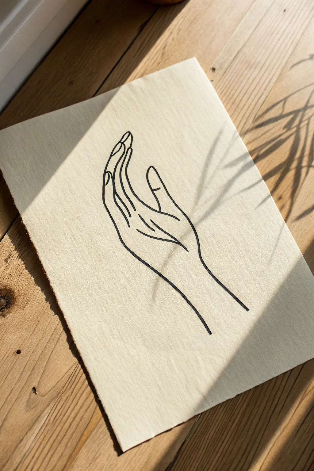 Continuous-line hand pose: one fluid ink stroke capturing flow, rhythm, and minimalist elegance