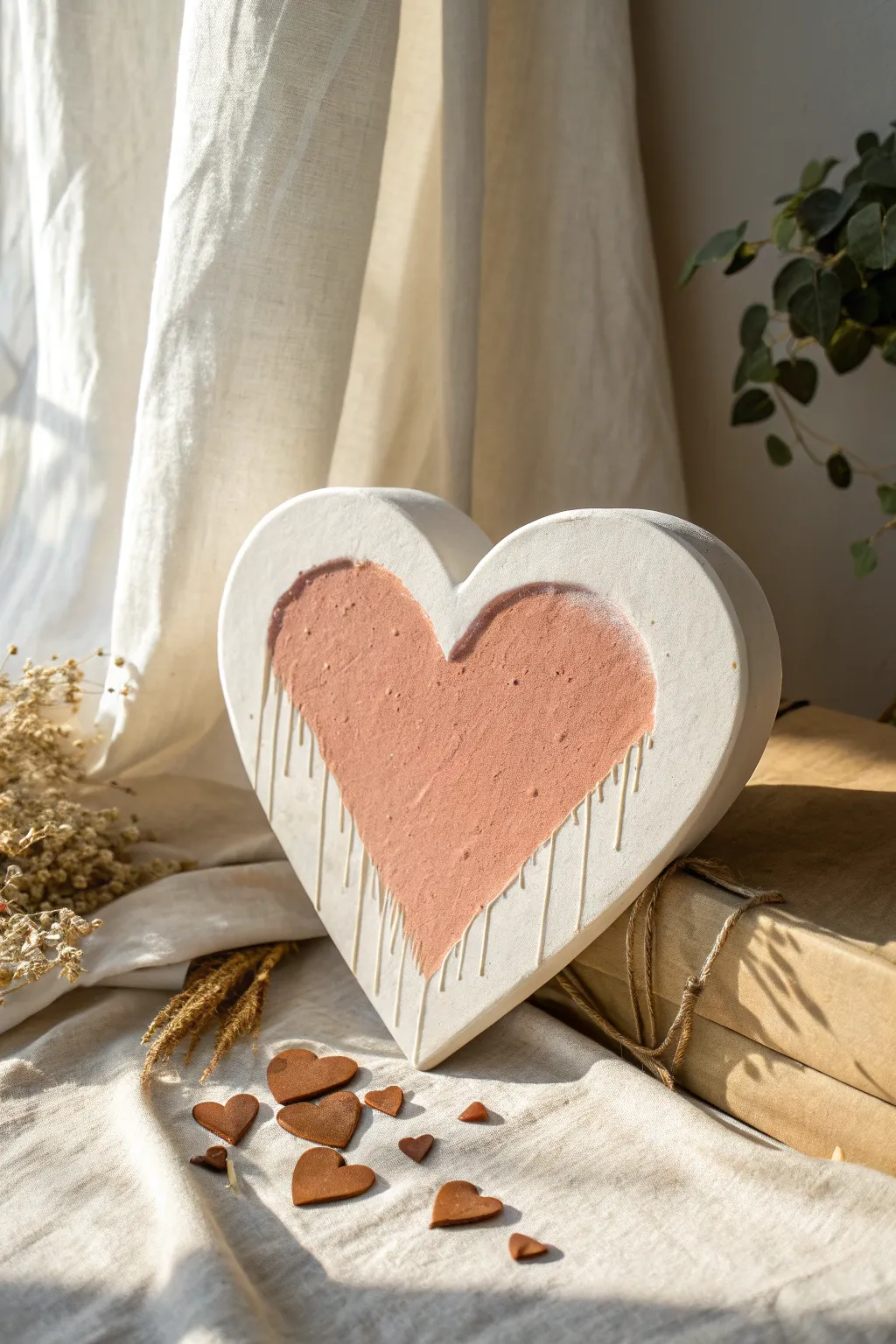 Easy heart canvas drip idea: start at the top dip and let a cute cascade flow down