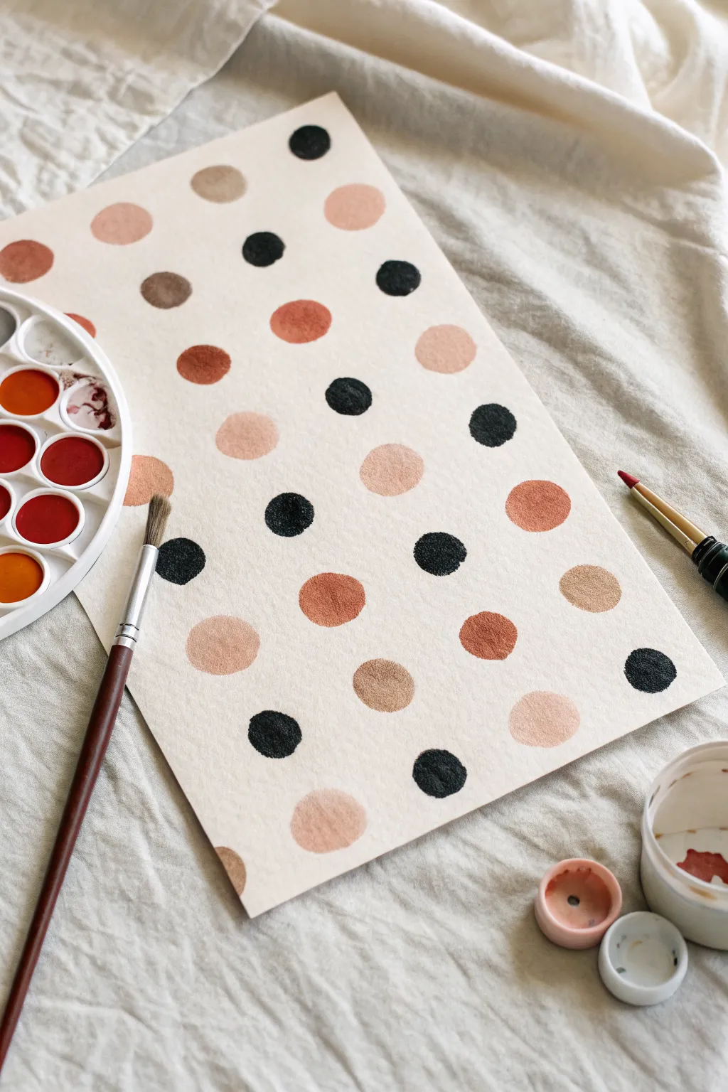 Easy indie painting idea: warped polka-dot field with bold contrast and soft minimalist boho mood