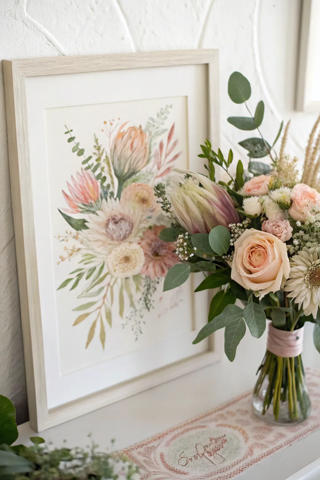 Layer delicate florals over whispery ink textures to honor memories with gentle, handmade warmth