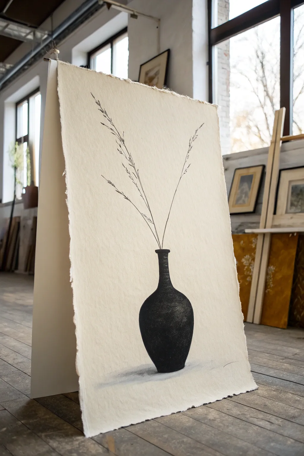 Minimalist vase silhouette still life with calm negative space for simple painting practice