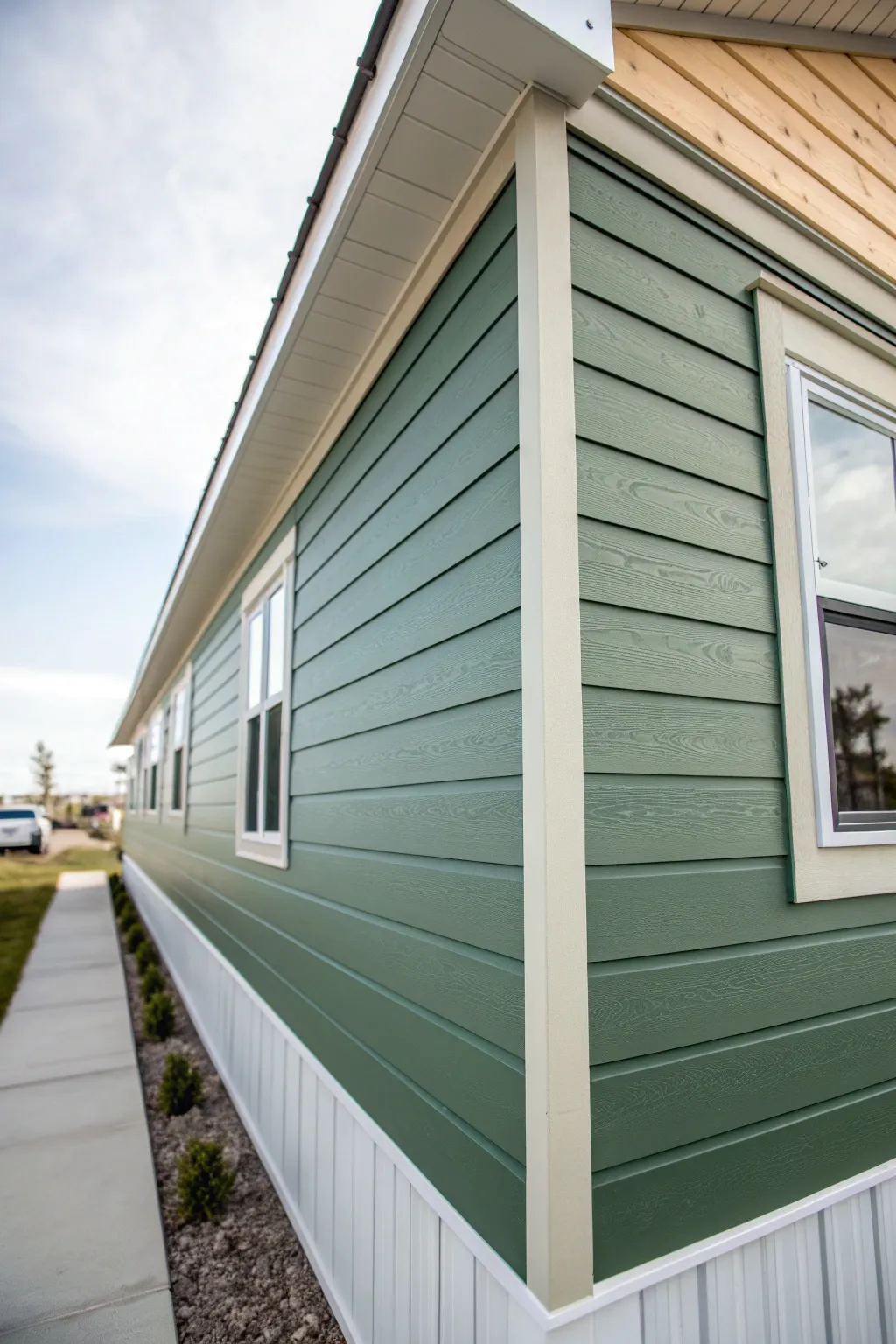 Deep-toned corner trim gives a mobile home instant definition with clean, modern contrast
