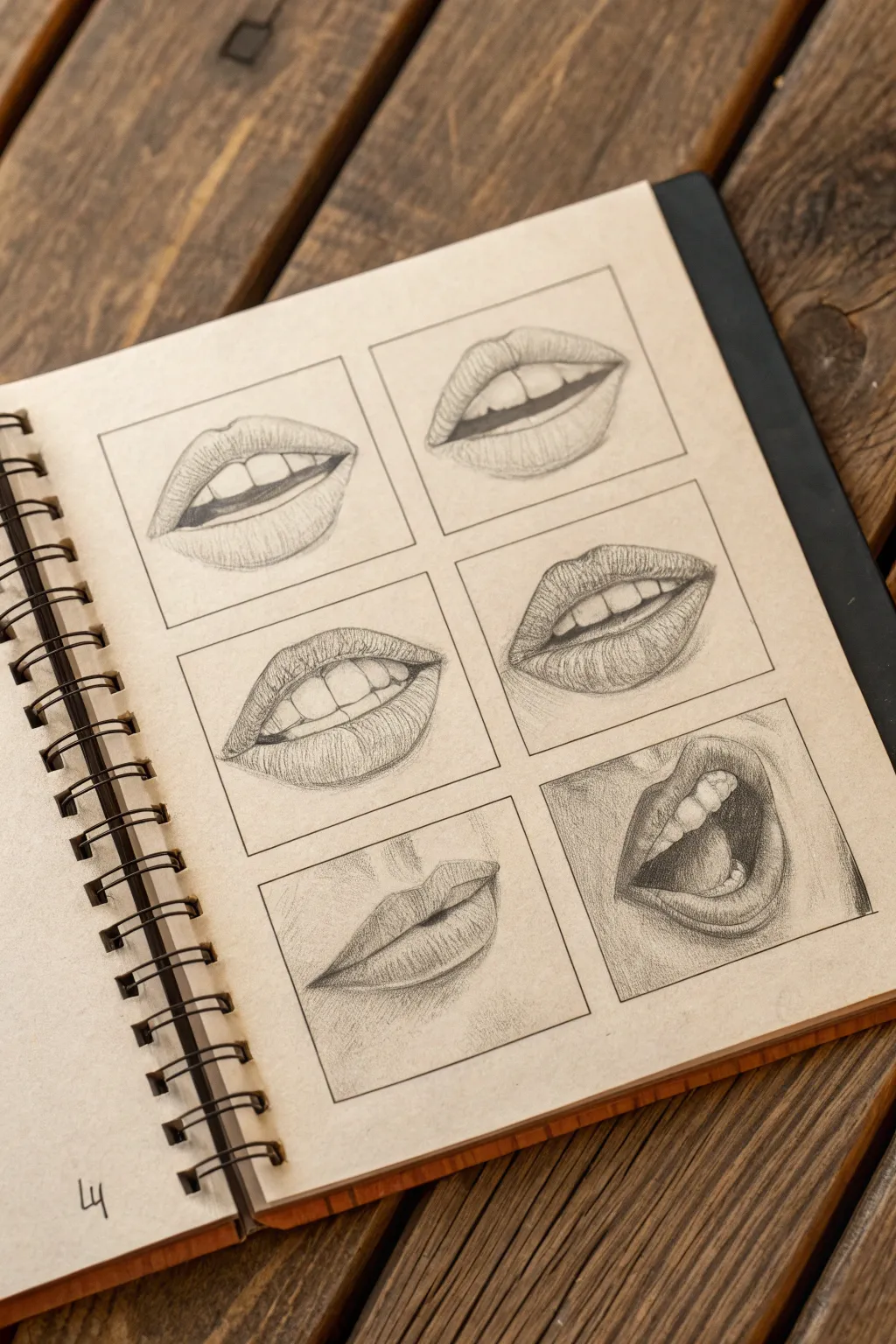 Four mouth expressions to practice emotion: smirk, pout, grimace, and shout in one sheet.