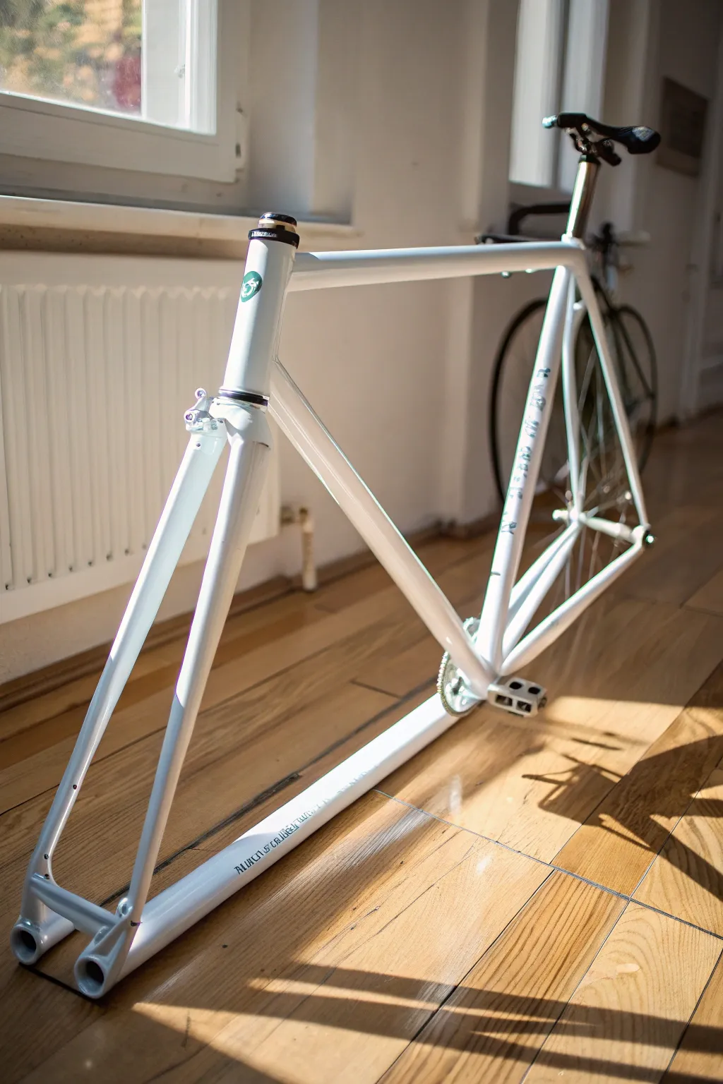 Transparent color washes overlapping on a bicycle frame for luminous, layered paint inspiration.