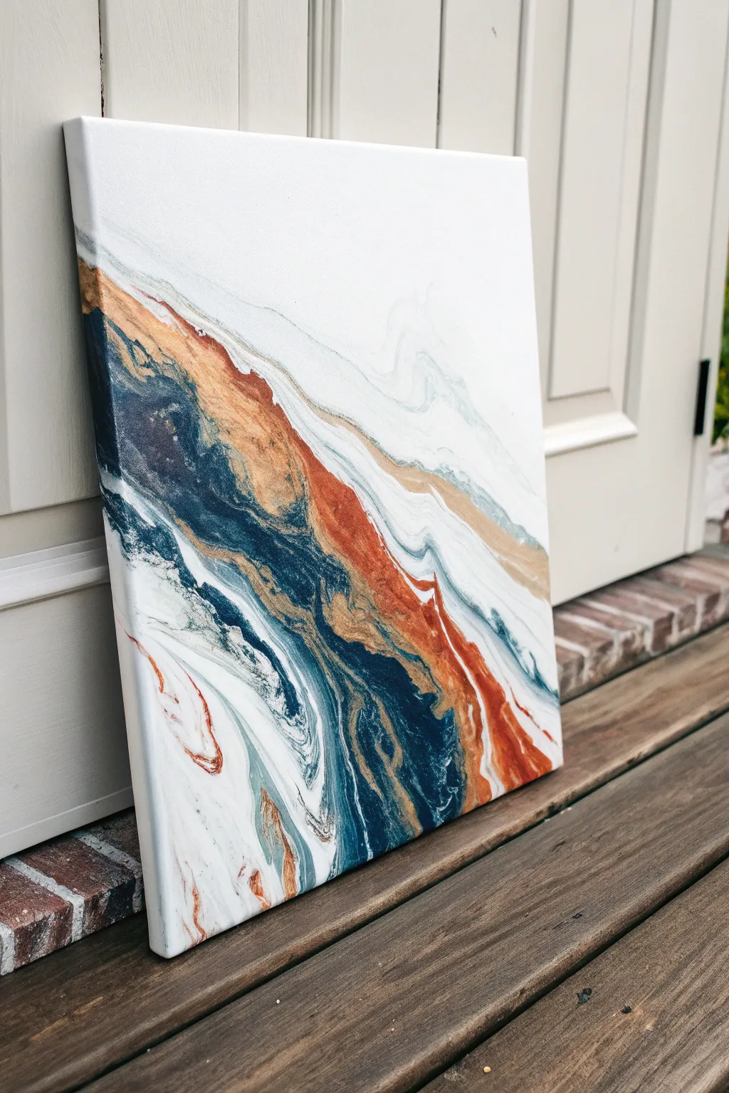 Minimal negative space pour art: bold diagonal flow with crisp white breathing room.