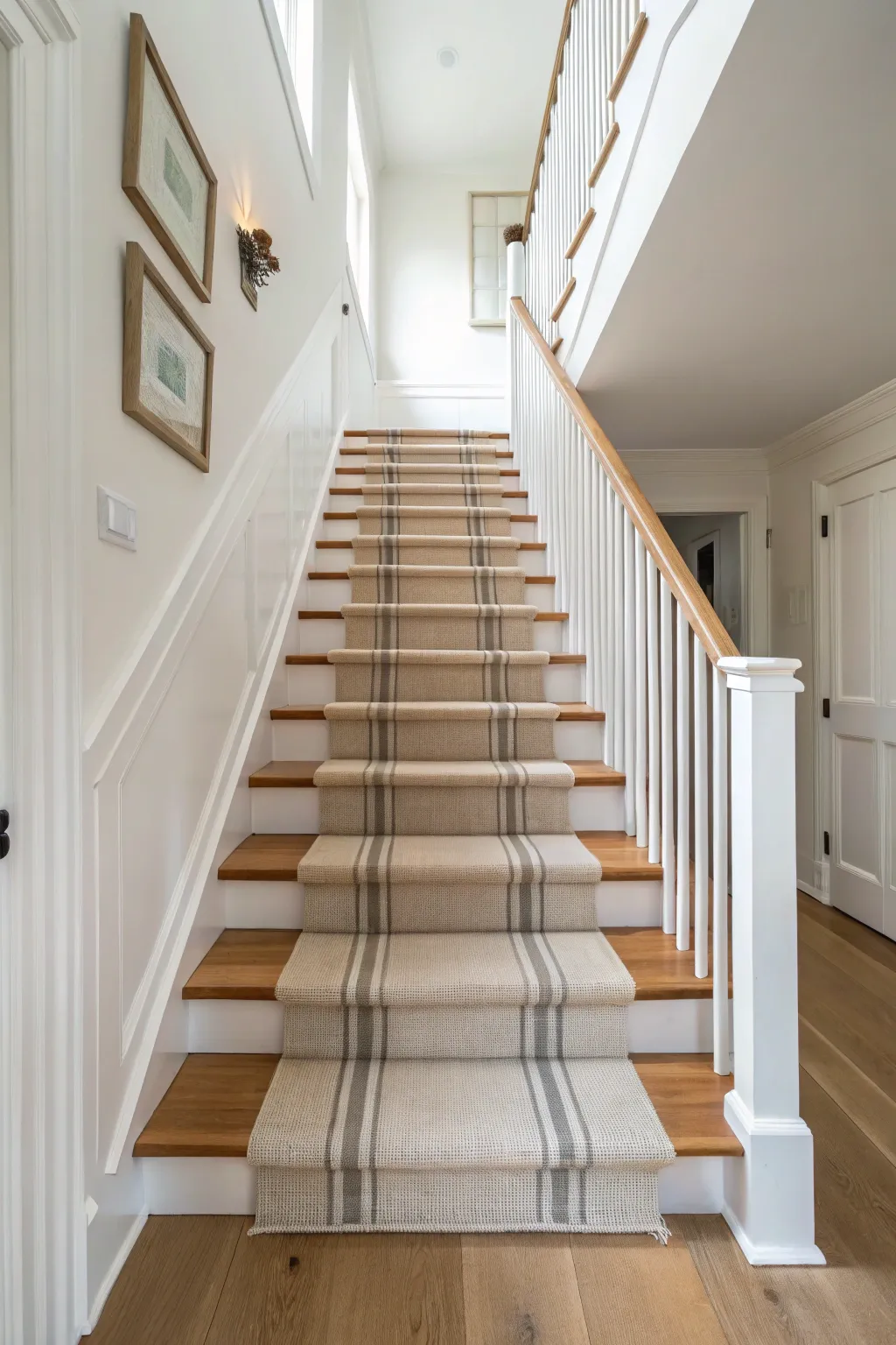 Paint the landing to blend your runner with stair color for a seamless, intentional transition.