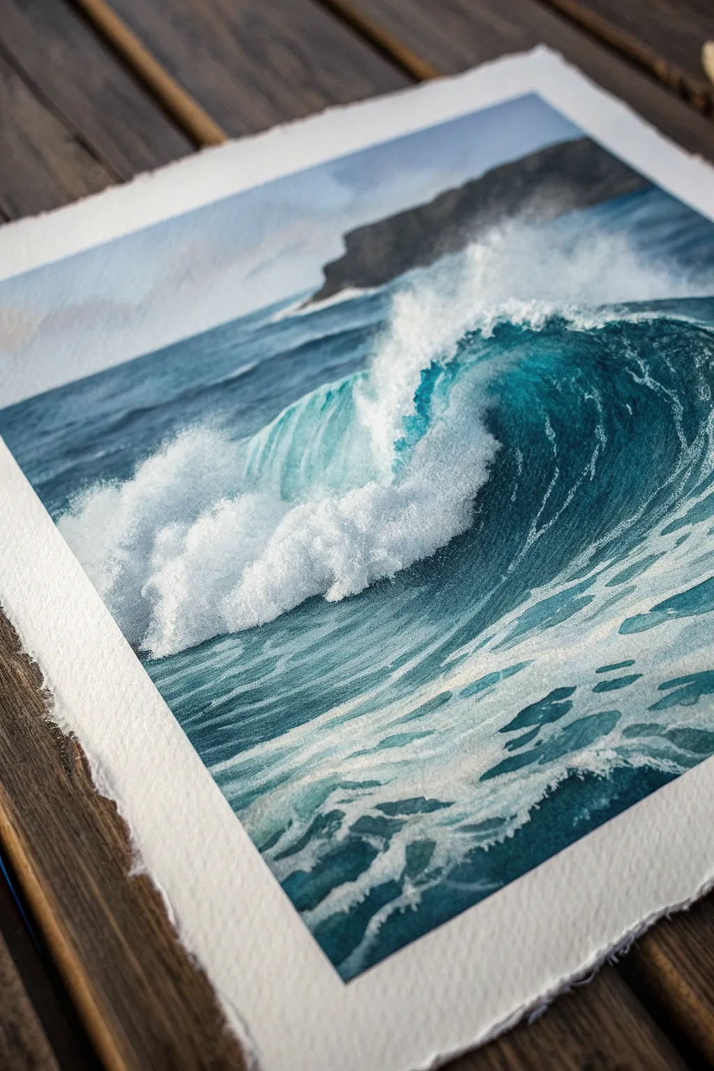 Ocean wave painting that morphs into a calm face profile, capturing overwhelm and release