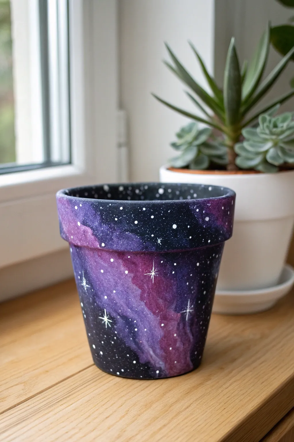 Bring the cosmos indoors with this dreamy galaxy pot design. Simple, celestial, and stunning.