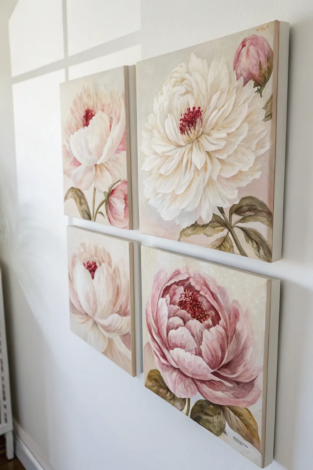 Turn one reference into four: cropped peony close-ups for a calm, cohesive series