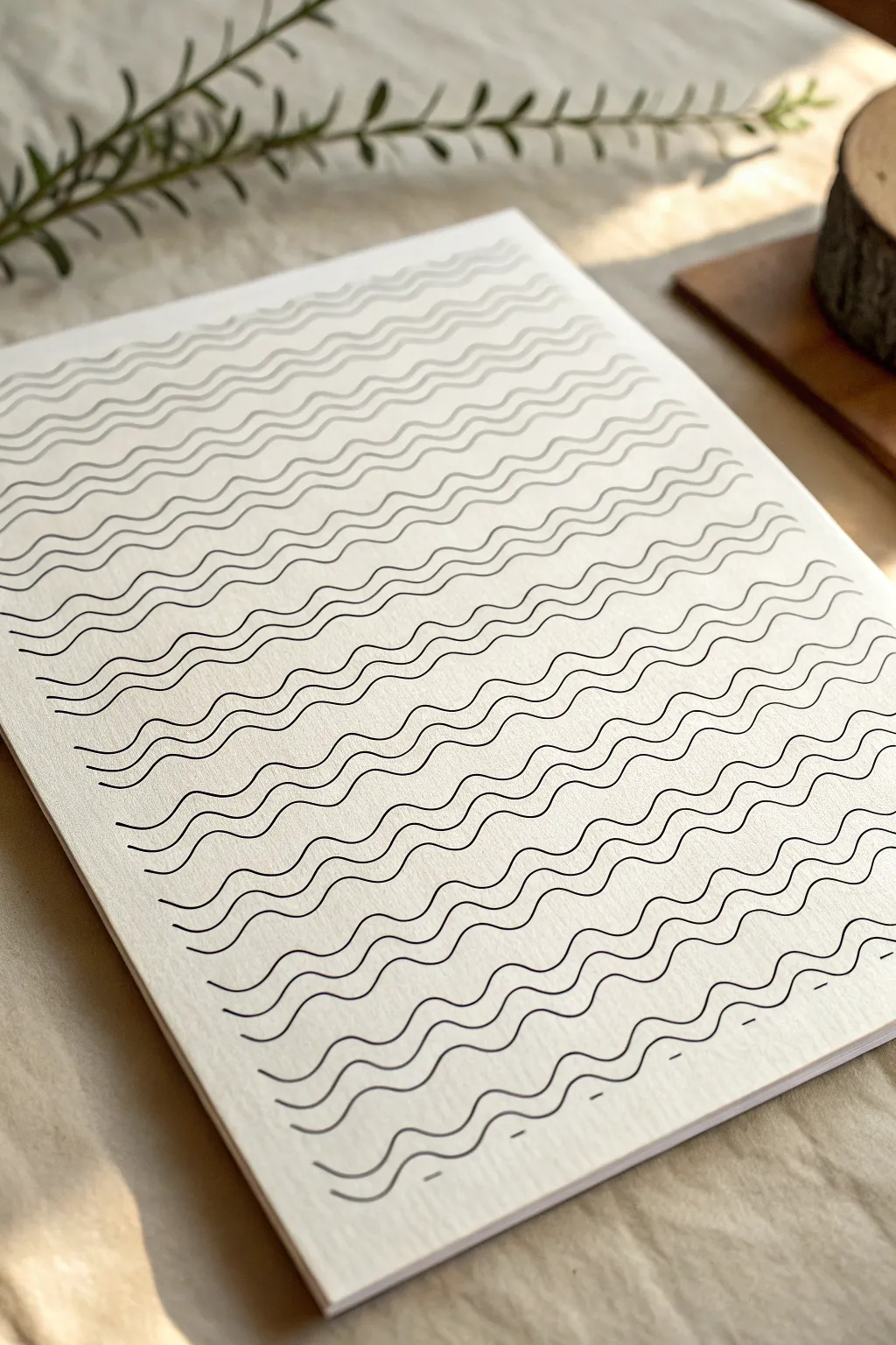 Calming repeating wave pattern practice, minimalist line doodle for simple drawing ideas