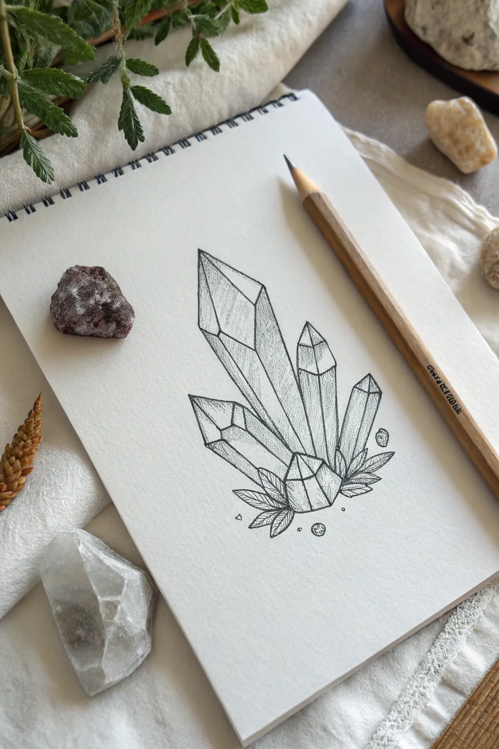 Capture geometric beauty with this simple crystal cluster sketch. A gem for your sketchbook!