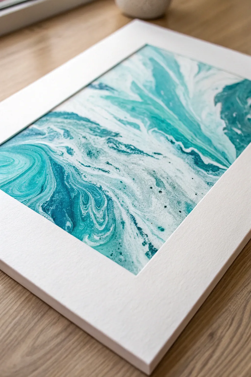 Turquoise marble swirls, milky whites, and deep veins for a calm stone inspired painting