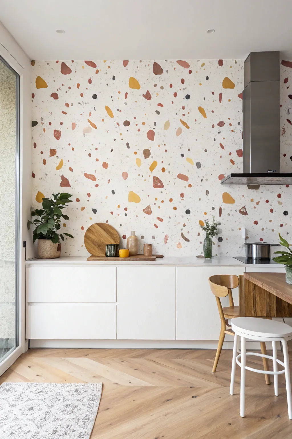 Create a trendy focal point with this playful and chic DIY terrazzo wall mural.