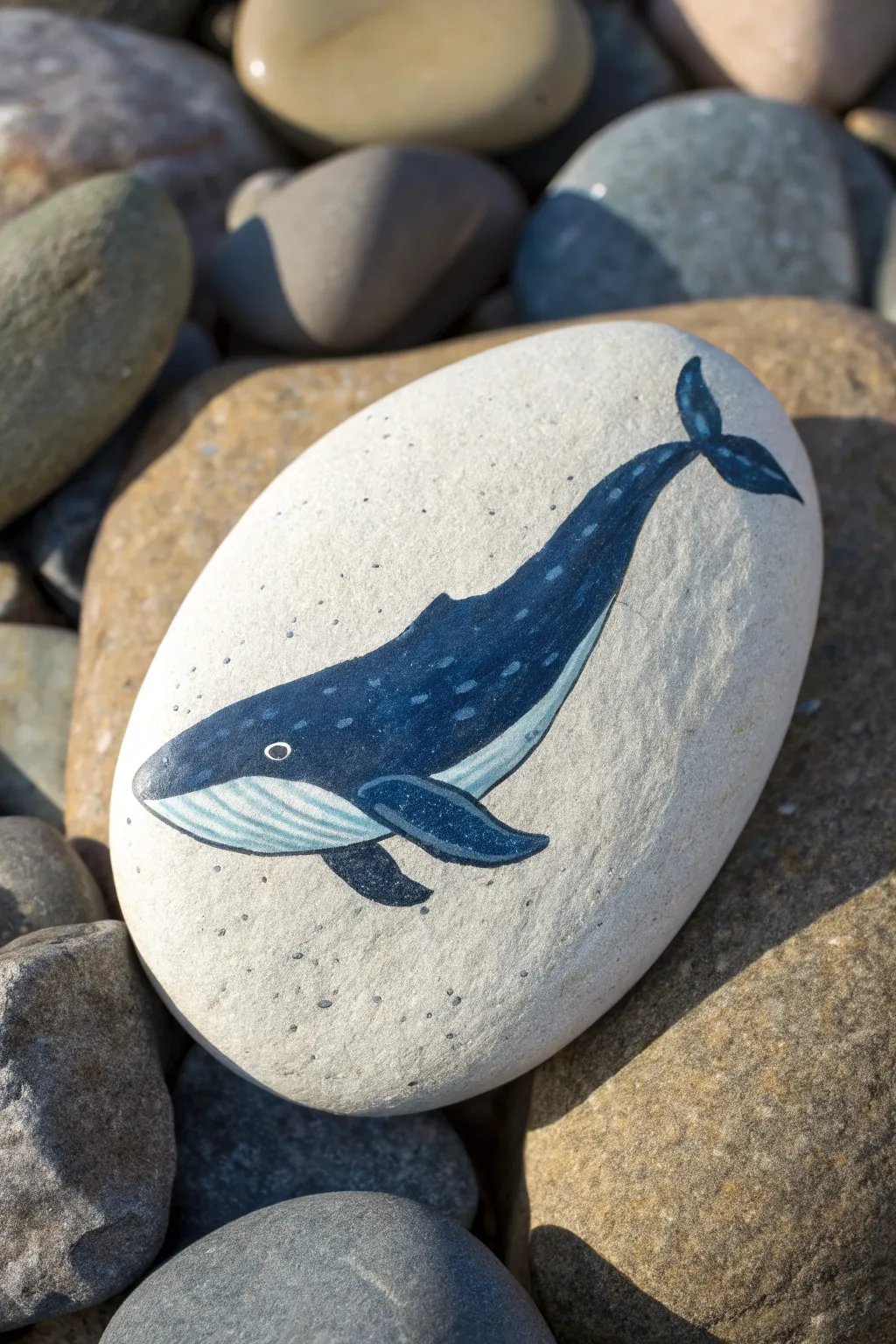 Split color whale rock with dark back, creamy belly gradient, and a bright top highlight stripe