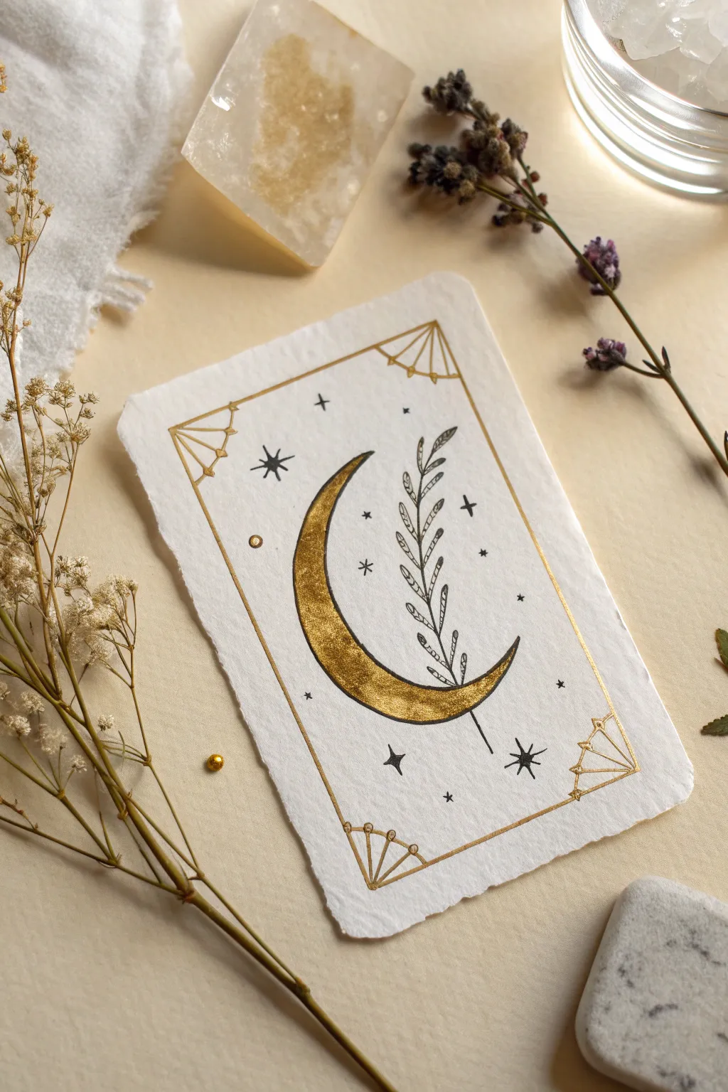 Create magic with this simple DIY Moon tarot card painting. A perfect boho art project!