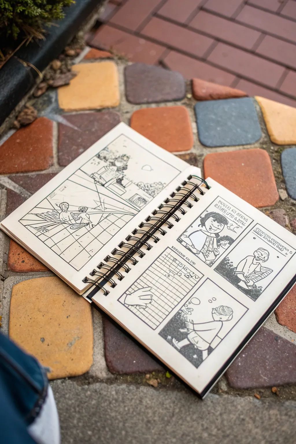 Two-panel mini comic in a sketchbook, capturing your cozy at-home art date in simple scenes