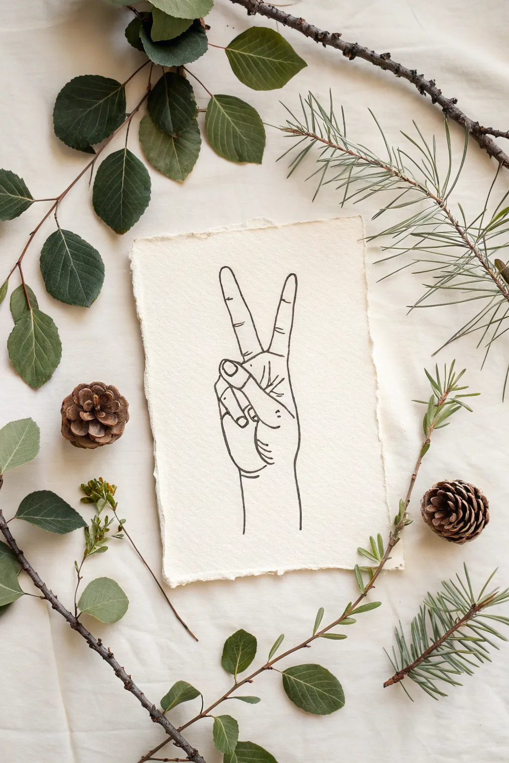 Simple ASL ILY sign turned into a Tree of Life, perfect minimalist line and watercolor practice.