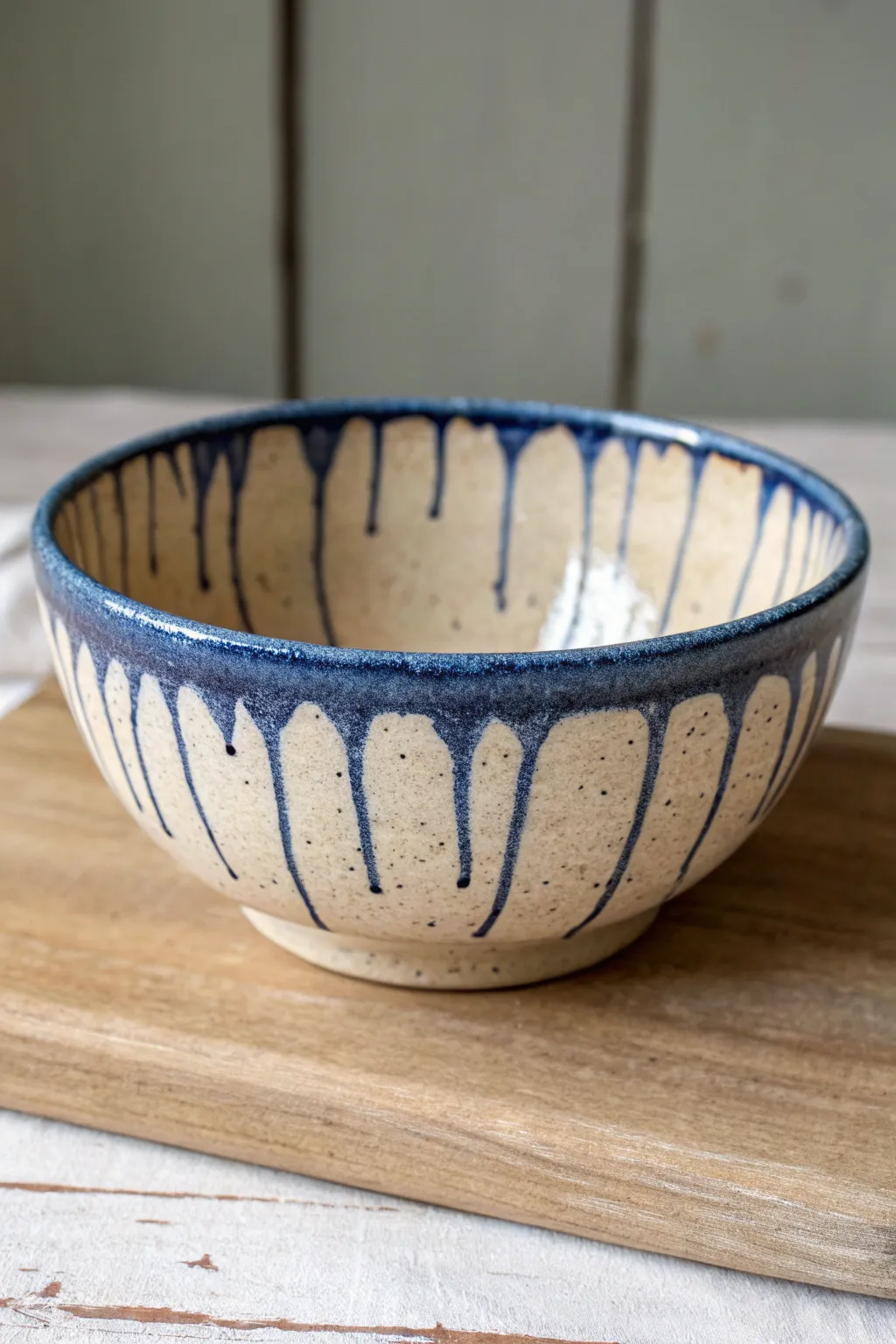 Beginner-friendly wow effect: clean paint-drip rim on a minimalist bowl with boho charm