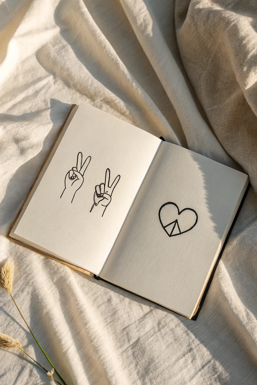 Hands made easy: minimal finger-heart and peace sign sketches using simple gesture shapes