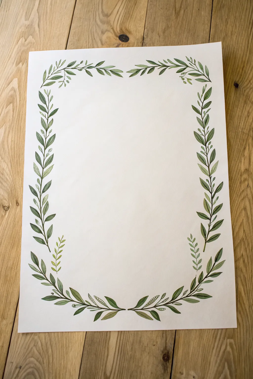 Minimal laurel corner sprigs frame for posters, simple, airy, and softly boho