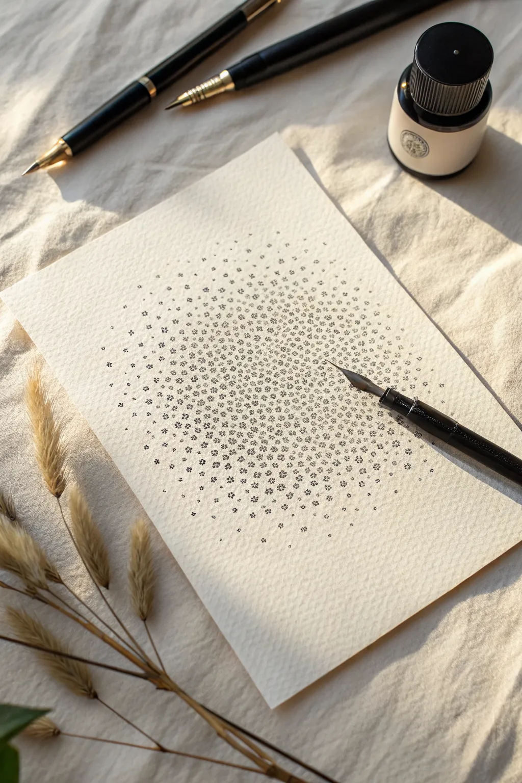 Stippling gradient swatch: dense-to-sparse dots for a soft, pattern-rich value fade.