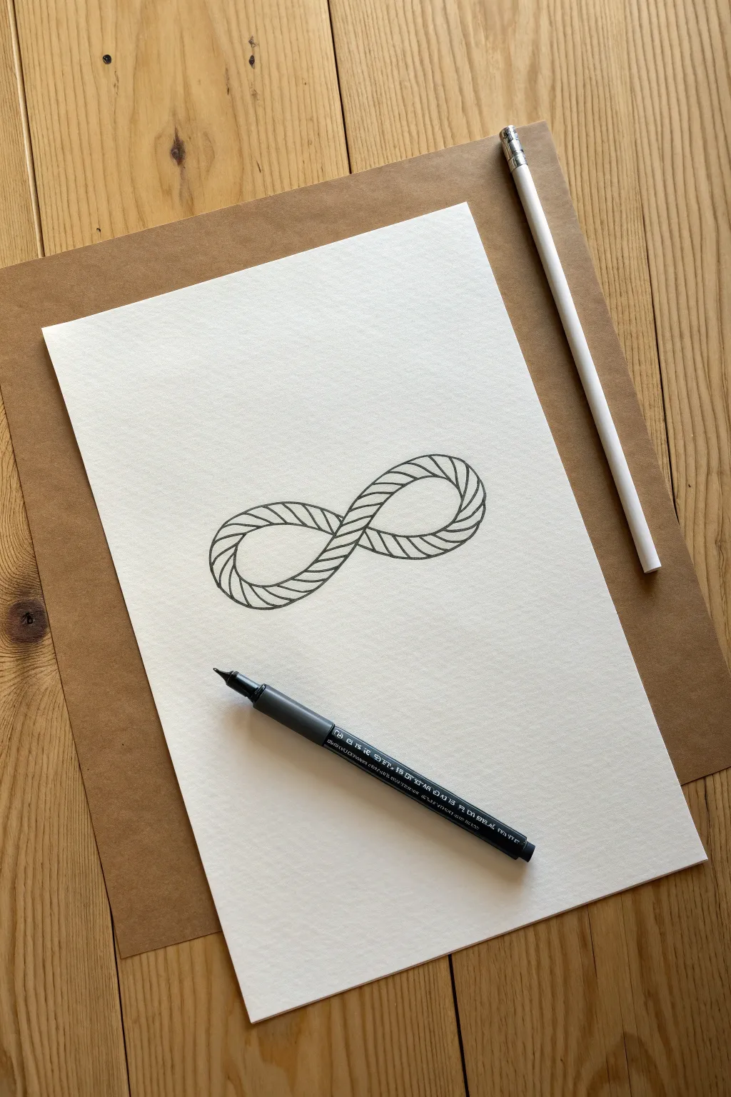 Impossible object sketch idea: a clean continuous knot that feels minimalist and mind-bending.