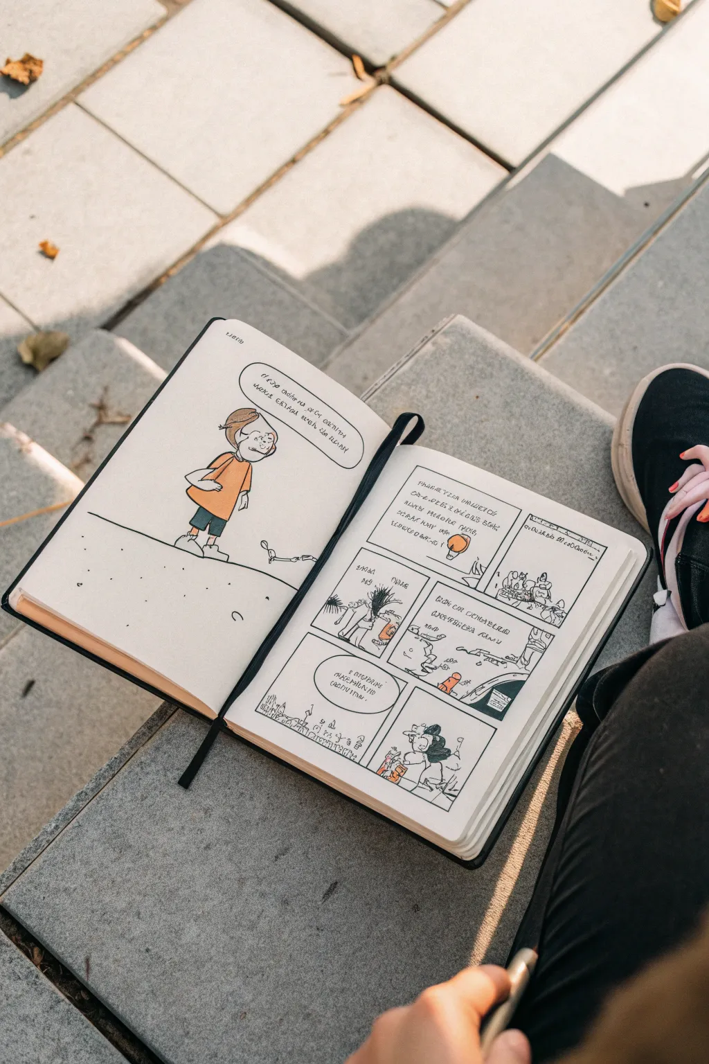 Sweet three-panel comic strip sketchbook inspo for kids, simple and easy to draw