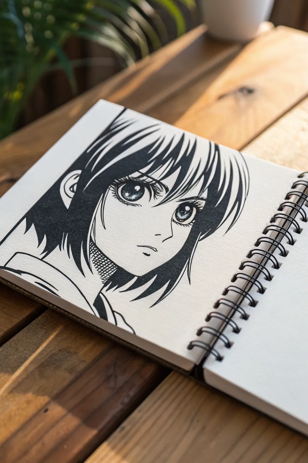 Ink drips and manga shadows on one centered panel, a minimalist dark anime drawing idea.