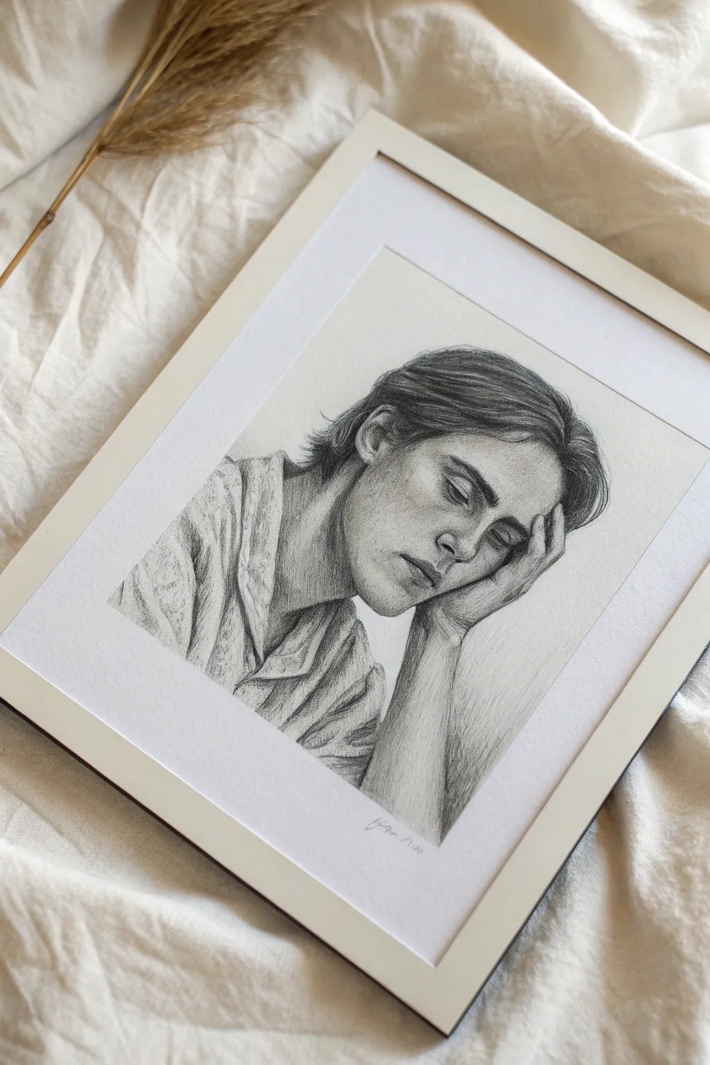 Hand-on-cheek face sketch idea for a quiet, story-filled portrait with minimalist charm