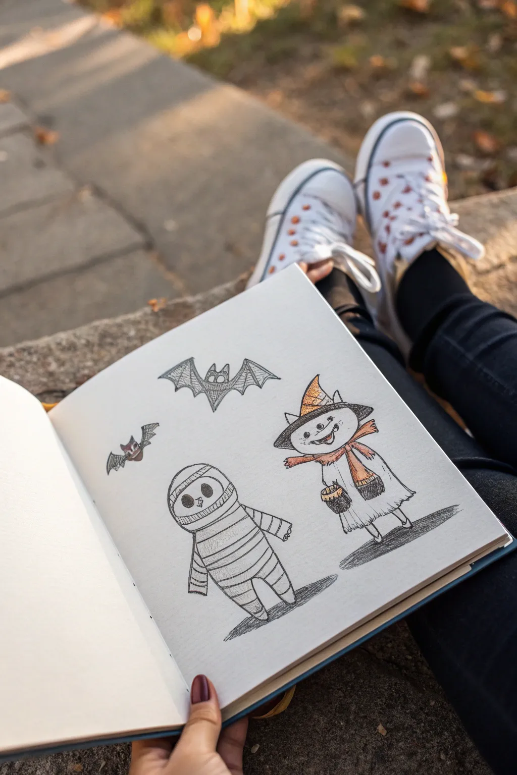 Monster mash character sheet: mummy, vampire, and friendly monster with simple pose variations