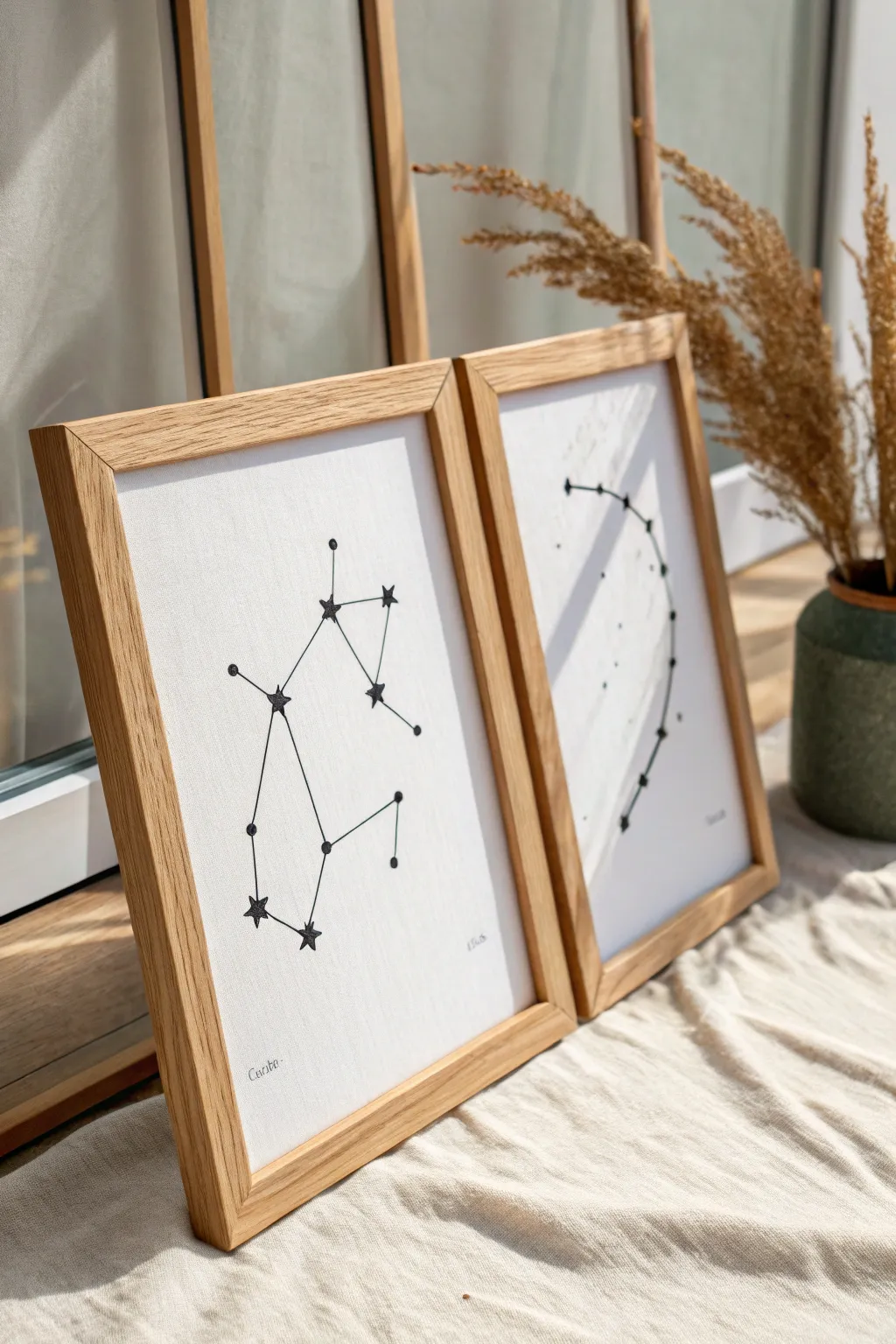 Minimal zodiac constellation prints in twin frames, a simple craft idea to sell or gift