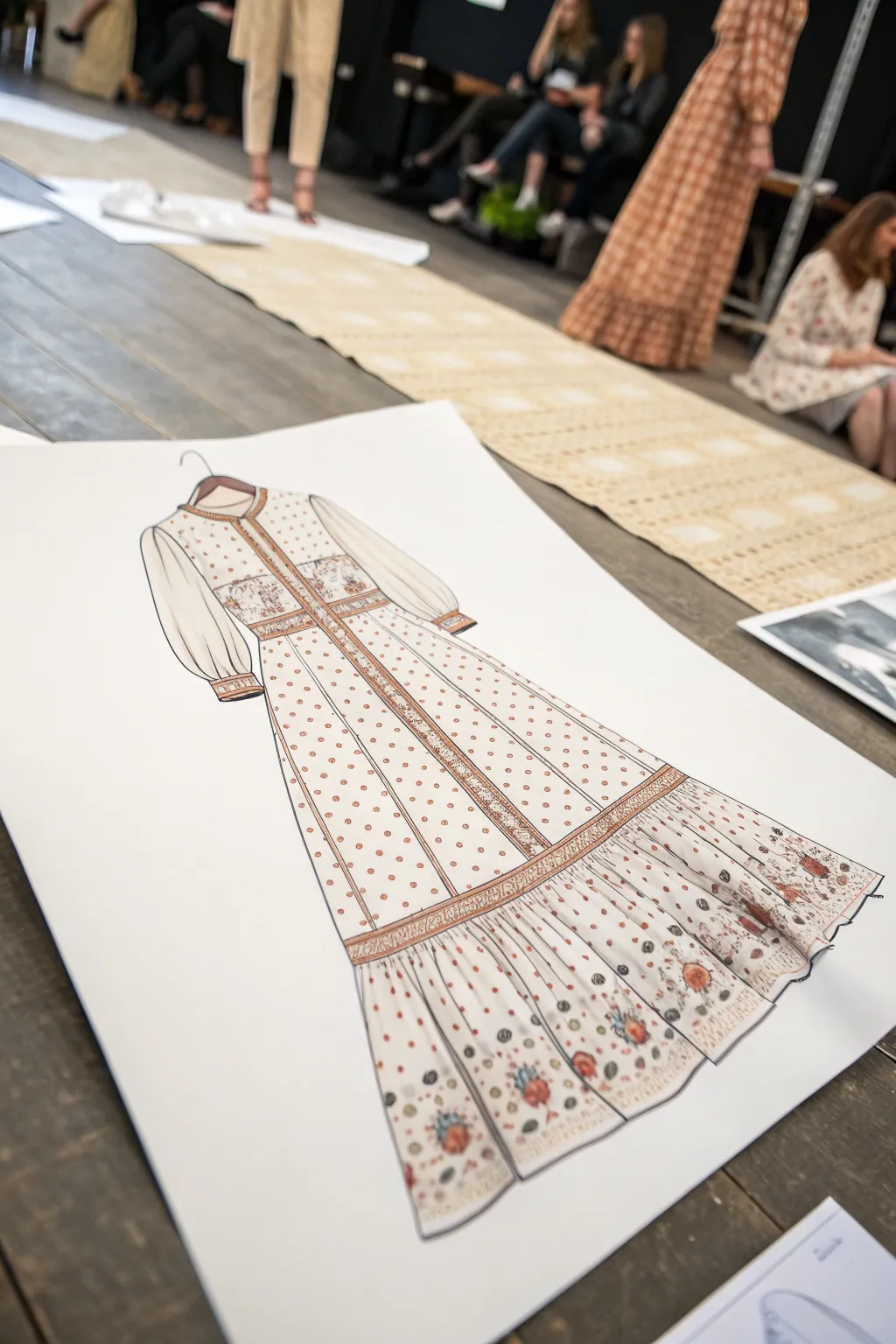 A repeating pattern that bends with every fold, stretching and compressing to show true dress volume