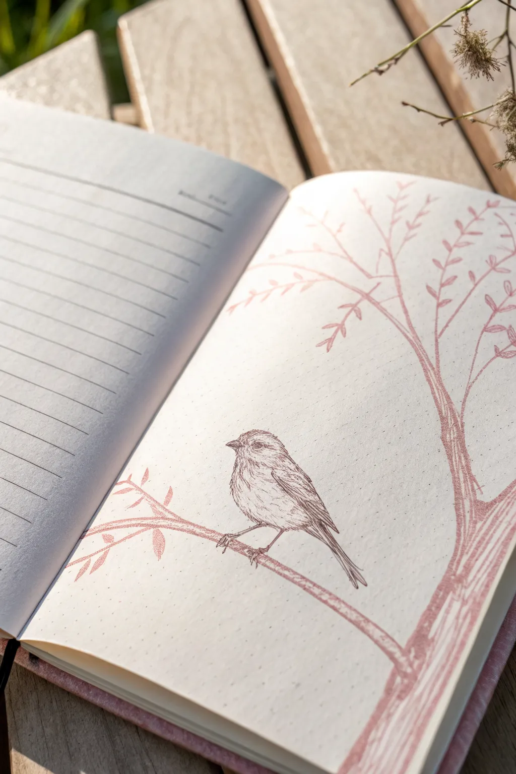 Quick pastel bird on a branch with a soft gradient backdrop, minimalist and soothing to recreate